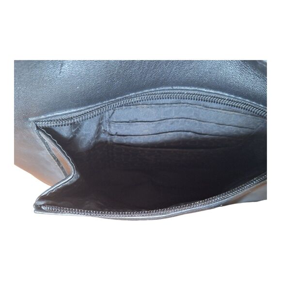 Liz Claiborne Crossbody Handbag Black Purse Pocketbook Y2K Shoulder Bag Roomy - Picture 10 of 12